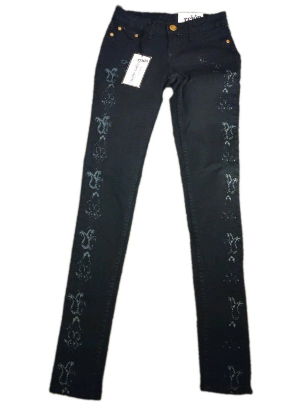 Reign Super Skinny Jeans Juniors Size 0 Low Rise Distressed Stretch Pockets NEW
